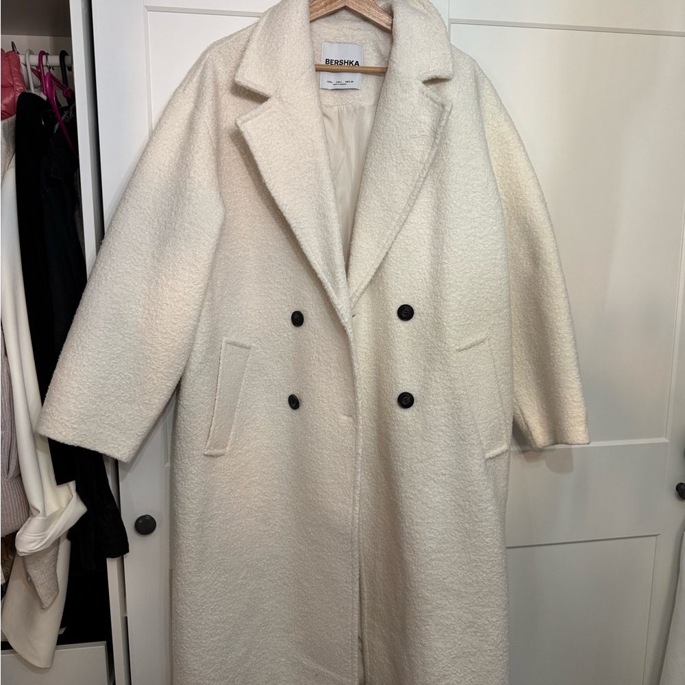 Bershka Women's Off-White Pea Coat